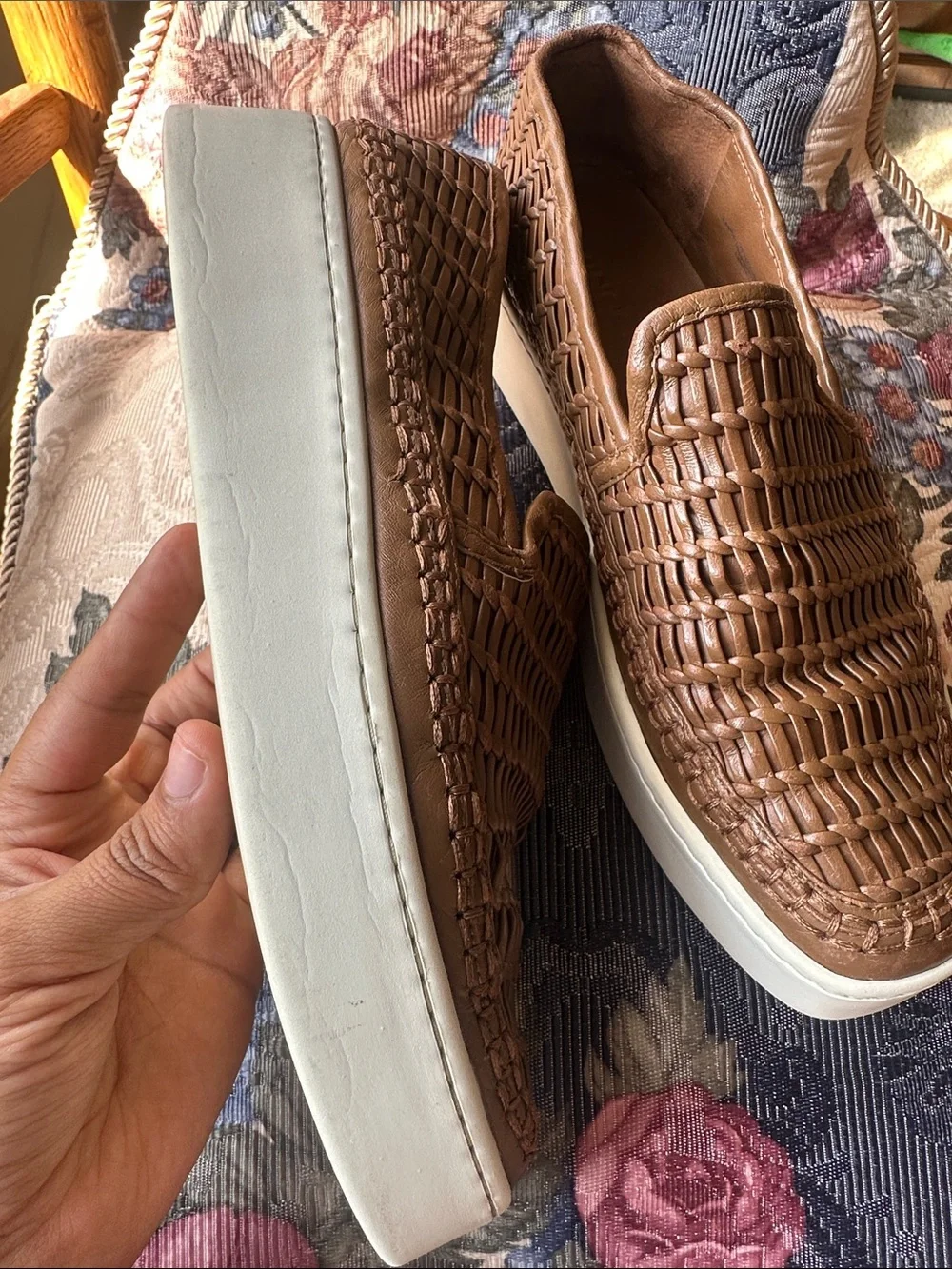 Vince Stafford Woven Leather Platform Slip-On Sneaker Sz 7